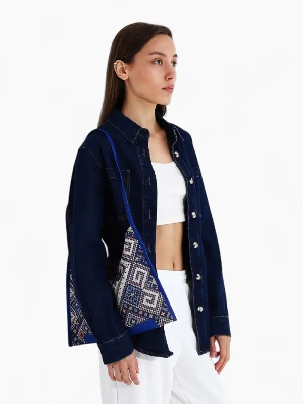 Сумка - шоппер женская на магните, 35&times;6&times;29 см, синяя