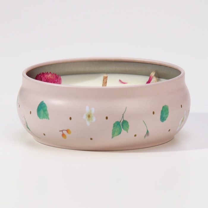 Свеча ароматическая из соевого воска с сухоцветом "Свежие цветы", 3х8,5 см, 110 г