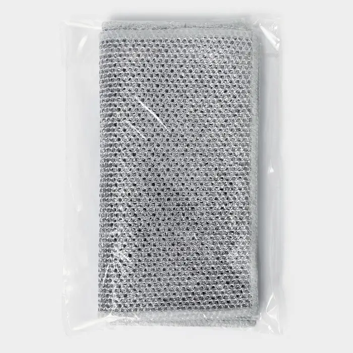 Сетка для мытья посуды узелковая, металлическая, однослойная, 5 шт., 19&times;19 см