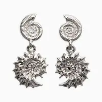 Серьги металл "Ракушки", цвет серебро