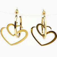 Серьги кольца с подвесом сердцем &laquo;Для нежного образа&raquo;, 3 см