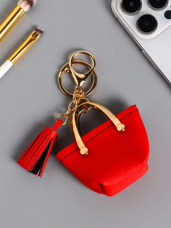 Брелок кожзам с карабином, с кистью Брелок кожзам с карабином, с кистью "Сумка тоут" красная 6,5х3х7 см