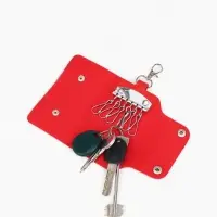 Ключница карманная на кнопках, 7 карабинов, размер 11&times;2&times;6.5 см, красная