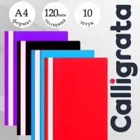 Набор папок-скоросшивателей Calligrata, А4, 120 мкм, с прозрачным верхом, 10 штук, микс