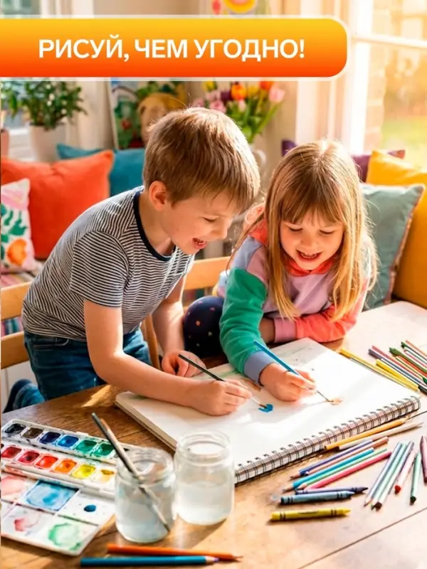 Альбом для рисования Calligrata А4, 40 листов, на скрепке, обложка из мелованного картона, МИКС