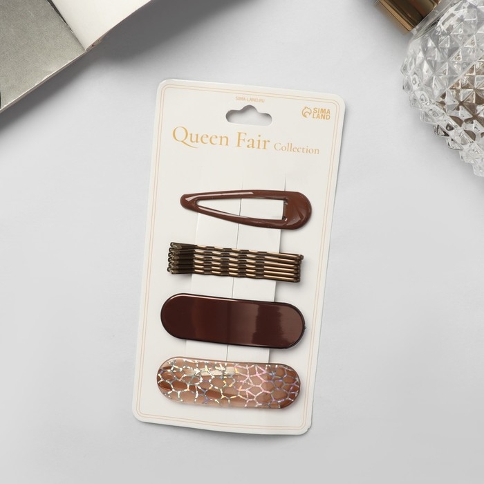 Невидимка для волос  Невидимка для волос "Атлас" (набор 9 шт) 5 см, кофейный