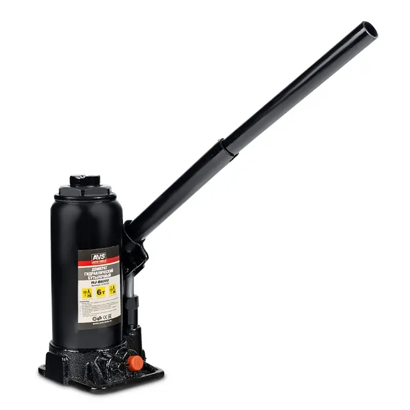 Домкрат гидравлический AVS HJ-B6000, 6т, 200-405мм. с клапаном (сумка, ремкомплект)
