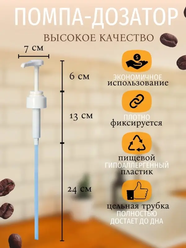 Набор помпа - дозатор для сиропа, белая, универсальная 3 шт., (31-32 мм), 10 мл