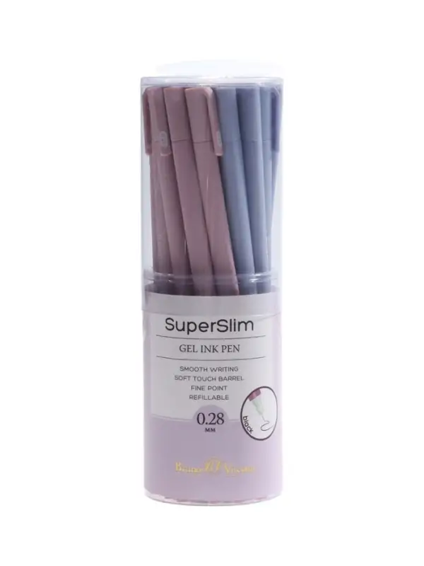 Ручка гелевая BrunoVisconti. Super Slim. Zefir 0.28 мм, стерж/черн, МИКС