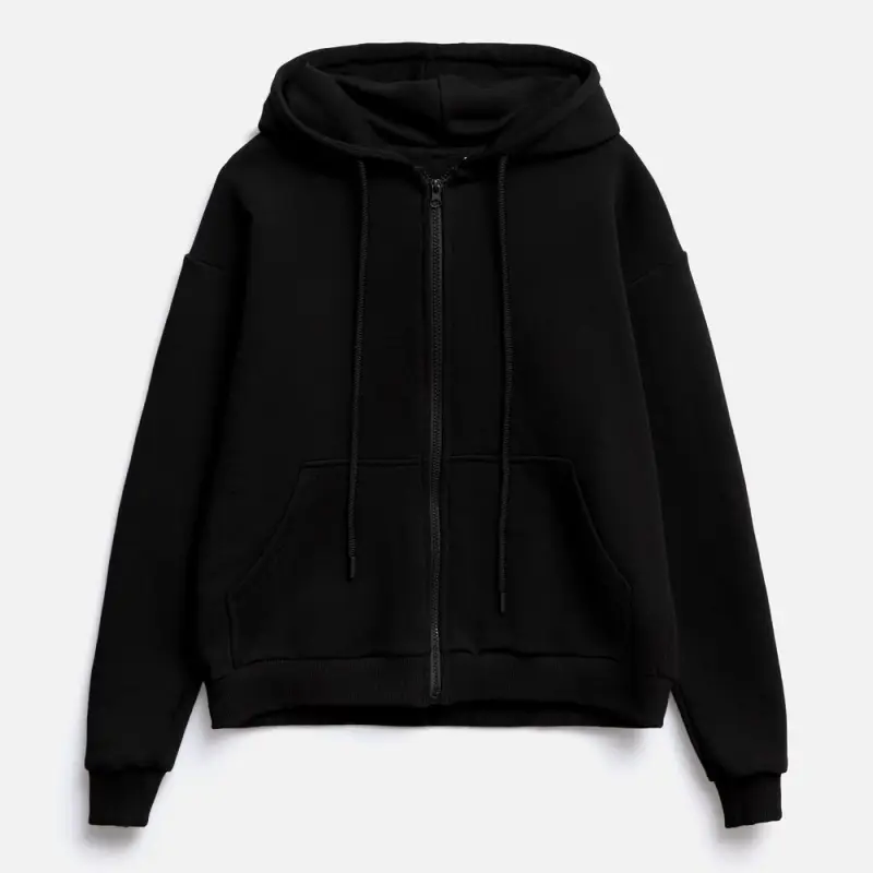 Толстовка унисекс оверсайз на молнии Zippy Terry, черная, размер XS/S