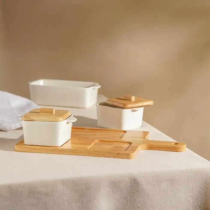 Набор для подачи блюд SL Home &laquo;Тренто&raquo;, на подставке, 4 предмета: 3 ёмкости 500/250 мл, подставка, фарфор, белый