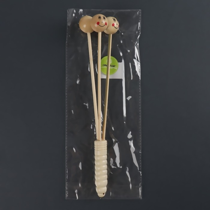 Массажёр антицеллюлитный, 32,5 × 7 см, 3 шара, деревянный Массажёр антицеллюлитный, 32,5 × 7 см, 3 шара, деревянный