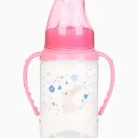 Бутылочка для кормления малыша M&B &laquo;Доченька&raquo;, классическое горло, с ручками, от 0 мес., 150 мл., розовый
