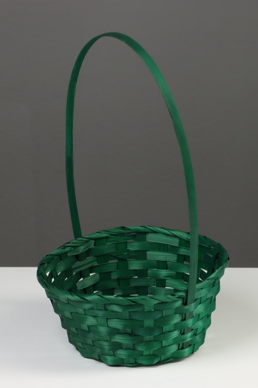 Корзина плетёная, 20×20×9 см, ручка h=25 см, бамбук, зелёная