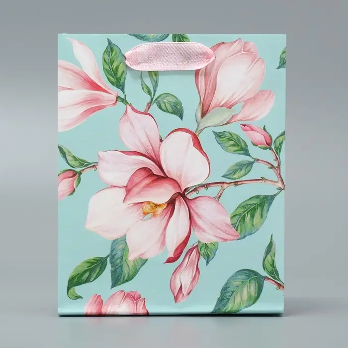 Пакет подарочный ламинированный, упаковка, «Магнолия», S 12 х 15 х 5.5 см