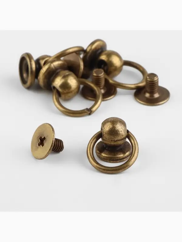 Кобурный винт d=6/8&times;9 мм, с кольцом d=10 мм, 4 шт., цвет бронзовый