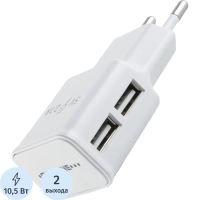 Зарядное устройство сетевое, 2 USB, 2.1А, Red Line NT-2A, бел, УТ000009405