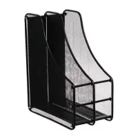Лоток для бумаг вертикальный, металлическая сетка, 2 отделения, чёрный