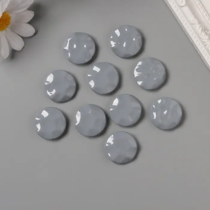 Бусины для творчества акрил Бусины для творчества акрил "Плоский мятый круг" серый 2,5х2,5х0,6 см