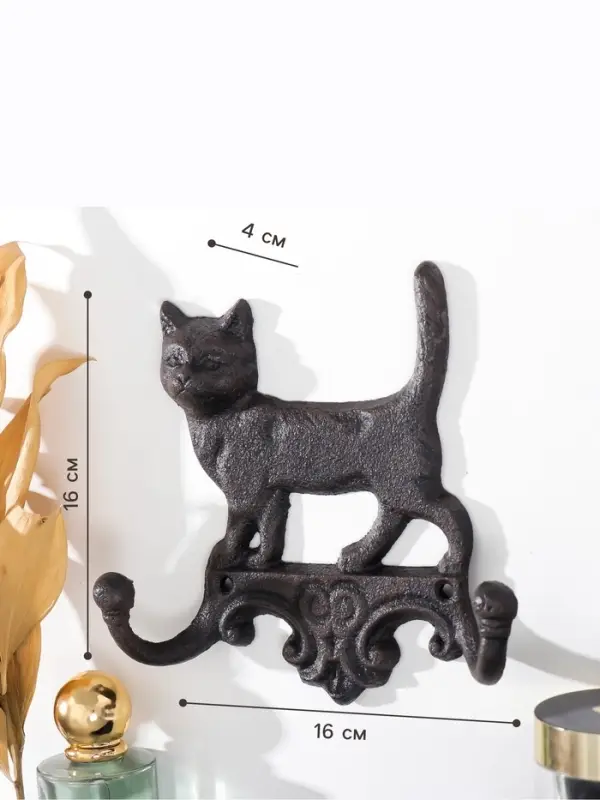 Крючки настенные чугун &laquo;Домашний кот&raquo;, ключница декоративная, 16&times;4&times;16 см