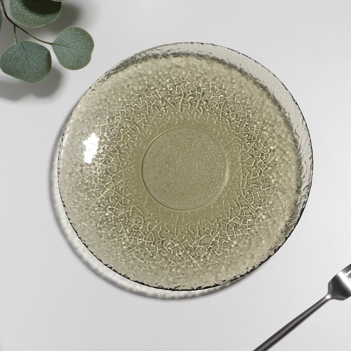 Тарелка стеклянная «Ажур», d=26 см, h=2.5 см, цвет дымка Тарелка стеклянная «Ажур», d=26 см, h=2.5 см, цвет дымка
