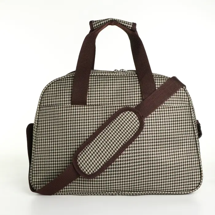 Сумка дорожная на молнии, наружный карман, длинный ремень, цвет бежевый/коричневый Сумка дорожная на молнии, наружный карман, длинный ремень, цвет бежевый/коричневый