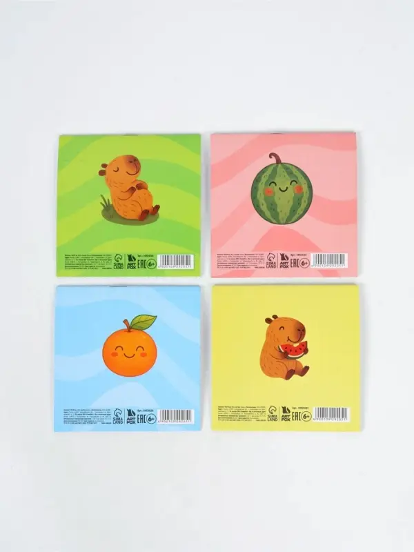 Блокнот 10х10см, 16 л. МИКС "Капибара"