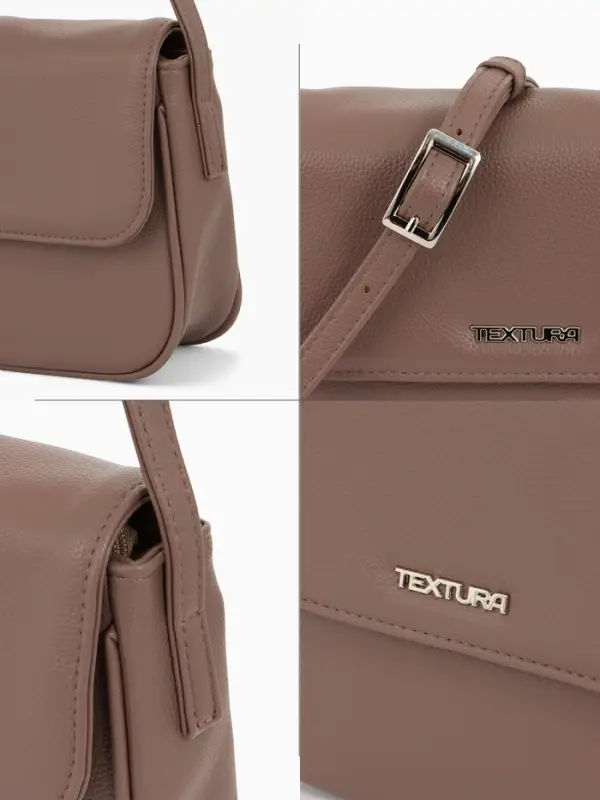Сумка женская мессенджер TEXTURA на магните, 25&times;7.5&times;19 см, бежевая