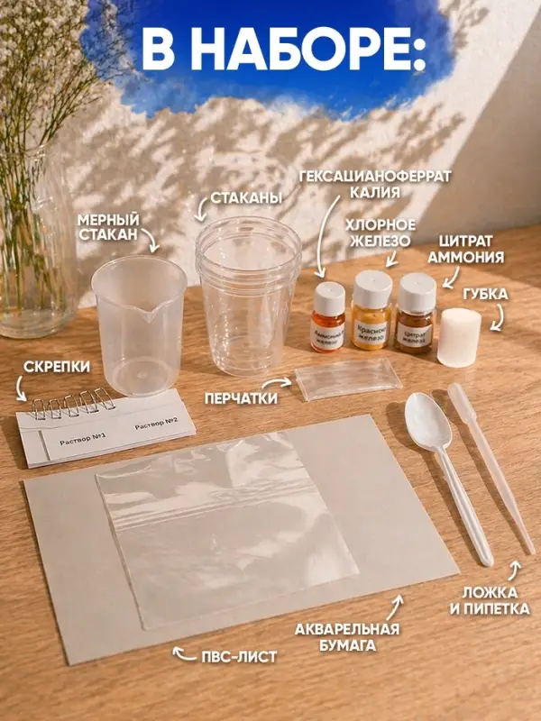 Набор для опытов ЭВРИКИ &laquo;Цианотипия&raquo;, фотографии без фотокамеры