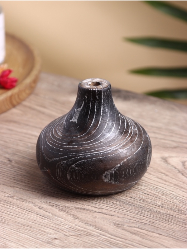 Ваза Ваза "Муэрта" дерево Джати, 12х12х8 см, цв. темно-коричневый