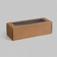 Коробка с окном под рулет, крафт, 26×10×8 см