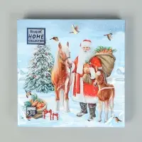 Салфетки бумажные трёхслойные «Дед мороз с друзьями», 33х33, 20шт