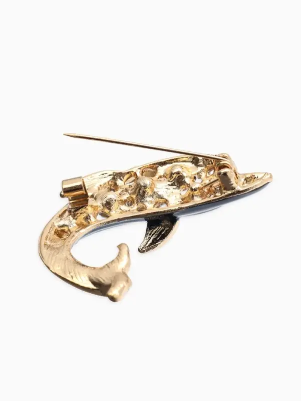 Брошь &laquo;Дельфин&raquo;, бело-синяя в золоте