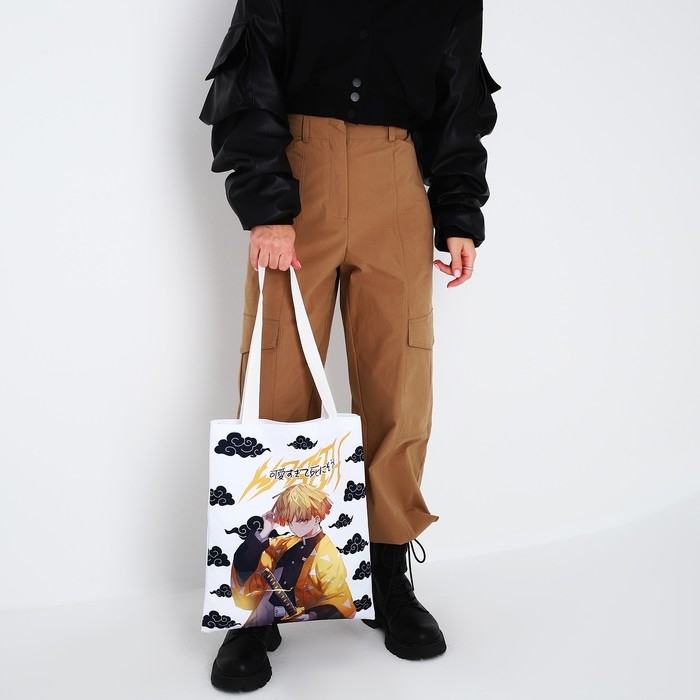 Шопер «Дзэницу», 35х0.5х40 см, отд без молнии, без подклада, белый Шопер «Дзэницу», 35х0.5х40 см, отд без молнии, без подклада, белый