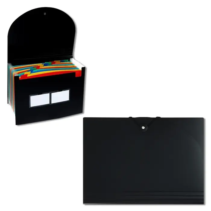 Папка для бумаги А4 на резинке пластиковая Calligrata, 12 отделений, черная Папка для бумаги А4 на резинке пластиковая Calligrata, 12 отделений, черная