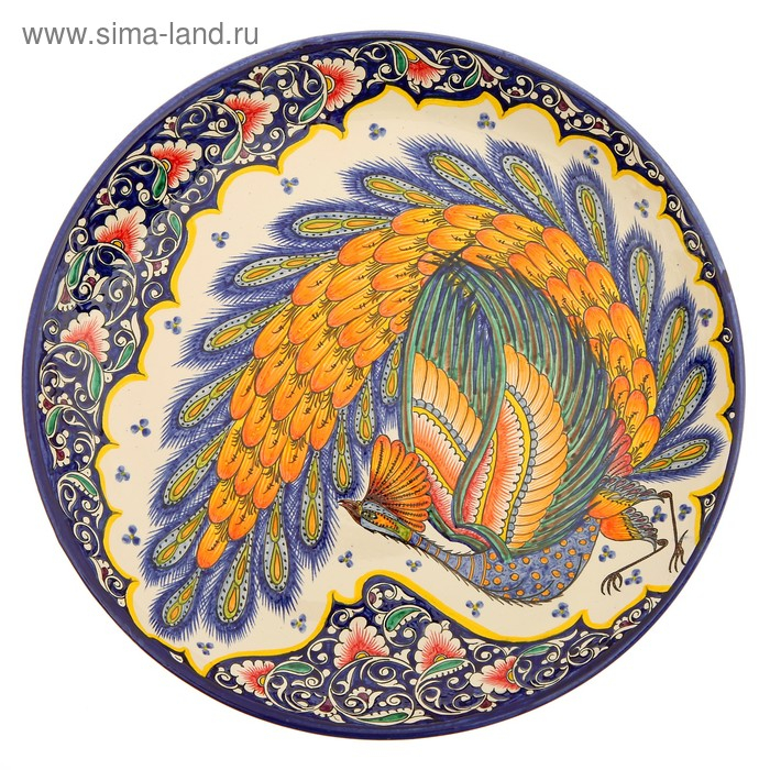 Ляган Риштанская Керамика  Ляган Риштанская Керамика "Жар-птица", 36 см, микс