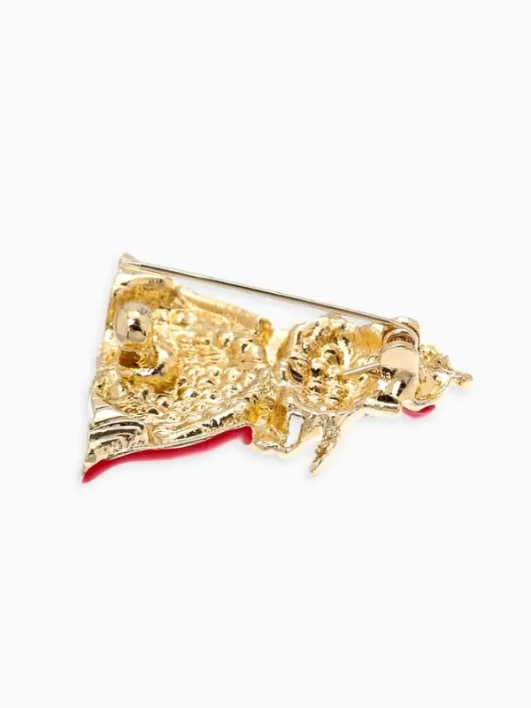 Брошь Брошь "Кошка Царица", цвет красно-белый в золоте