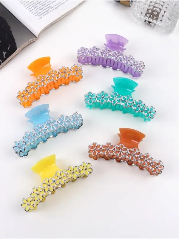 Крабик для волос «Либретто», цветы, 9 см, МИКС