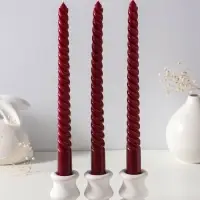 Набор свечей витых 25 см, 3 шт., 57 г, 5 ч, бордовый