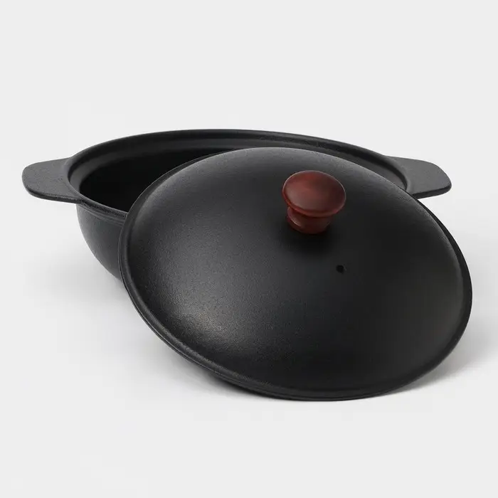 Жаровня, 2 л, d=24 см, с крышкой, чугун, чёрная