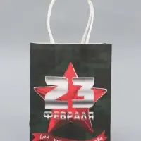 Пакет подарочный крафт &laquo;С 23 Февраля!&raquo; 12&times;6&times;16 См