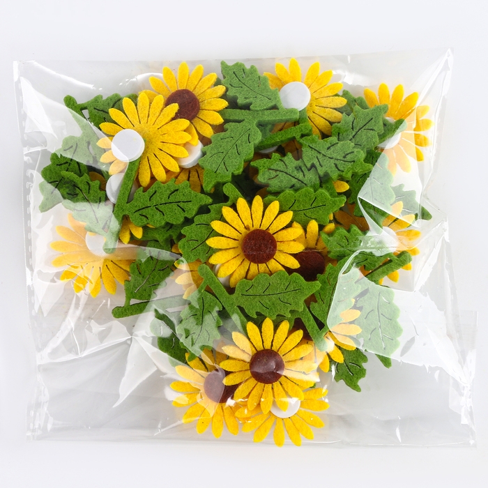 Декор из фетра на клеевой основе, набор 20 шт., размер 1 шт. — 6 × 5 см., цвет жёлтый Декор из фетра на клеевой основе, набор 20 шт., размер 1 шт. — 6 × 5 см., цвет жёлтый