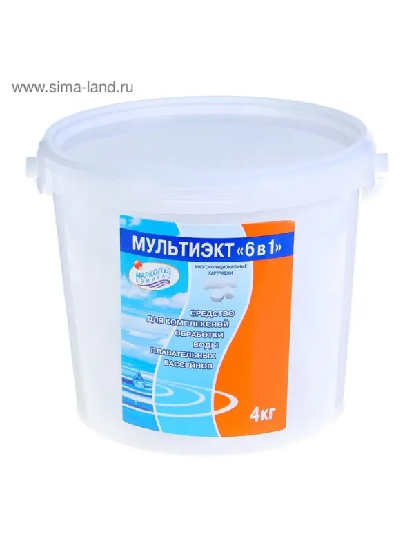 Средство для комплексной обработки воды бассейнов Мультиэкт 6в1, картридж, 4 кг