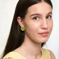 Серьги пластик &laquo;Леденец&raquo;, d=2 см, с разводами белыми, зелёные