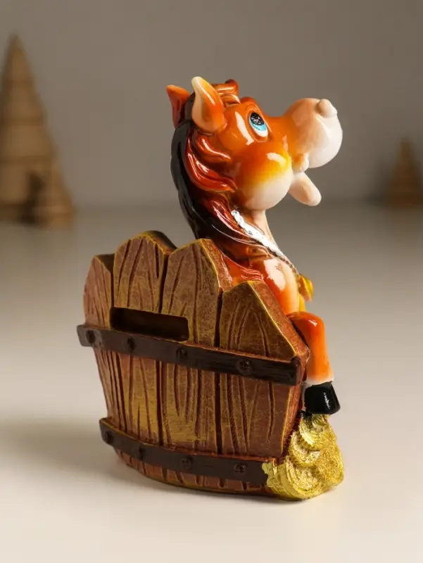 Копилка полистоун Копилка полистоун "Коняшка у забора с монетками" 9,5х5х12,8 см