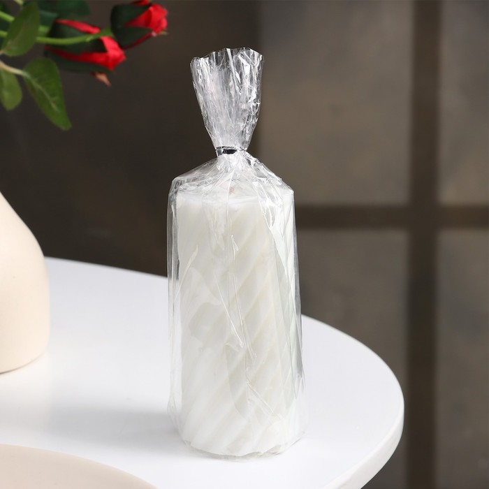 Свеча-цилиндр Свеча-цилиндр "Спираль", 5х10 см, белая, 6 ч