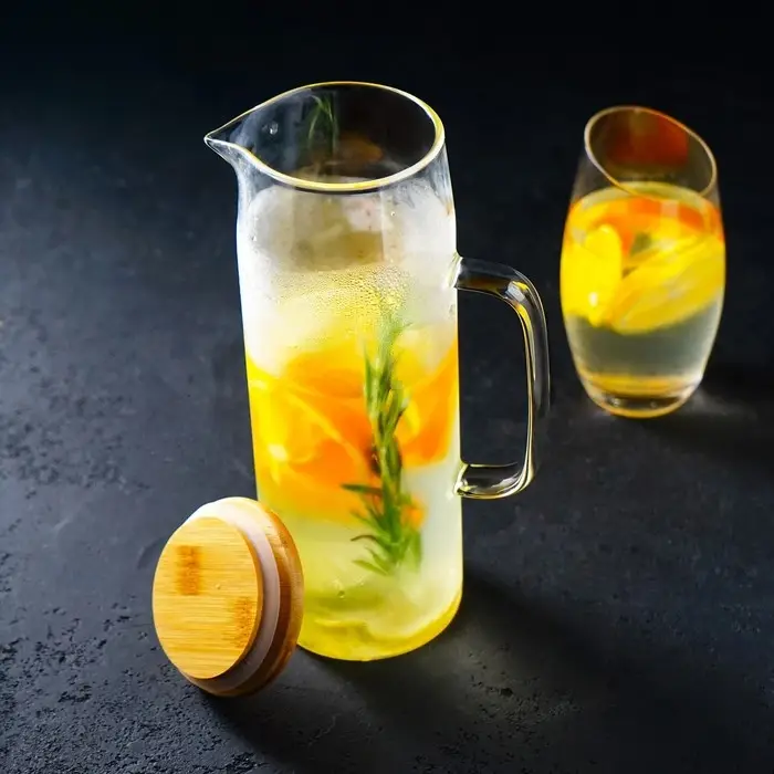 Кувшин стеклянный с бамбуковой крышкой Magistro &laquo;Эко&raquo;, 1,3 л