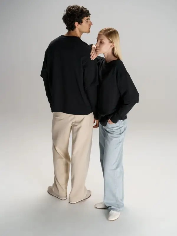 Футболка оверсайз с двойным рукавом Kosmos, черная, размер XS/S Футболка оверсайз с двойным рукавом Kosmos, черная, размер XS/S