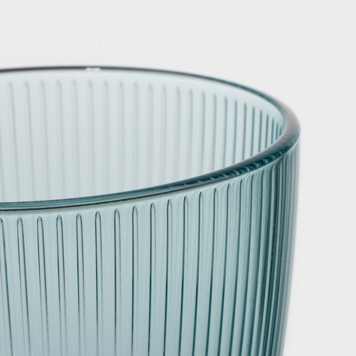 Стакан низкий стеклянный «Концепто Страйпи», 250 мл, цвет бирюзовый Стакан низкий стеклянный «Концепто Страйпи», 250 мл, цвет бирюзовый