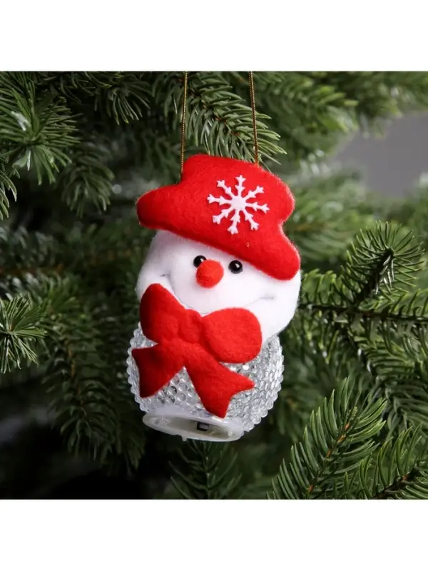 Ёлочная игрушка &laquo;Снеговик&raquo;, 10 см, от батареек, свечение мульти (RGB)